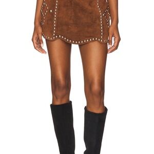 Understated leather crazy life skirt- chicory